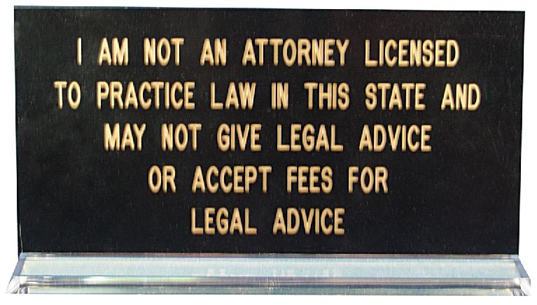 I Am Not a Lawyer Tennessee Notary Desk Sign