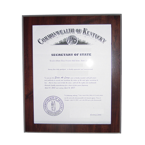 Tennessee Notary Commission Frame Fits 11 x 8.5 x inch Certificate